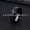 Nuevo Anillo de Tungsteno Negro Electroplateado de 8 mm Arenado Incrustado con Ferrule de Grava Colorida Azul-Verde Anillo Joyería Nicho