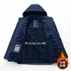 Chaqueta de algodón de calidad real engrosada con felpa para hombre 2026 nueva chaqueta de trabajo de longitud media multibolsillos a prueba de viento