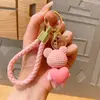 Llavero Creativo Oso Corazón Corriendo con un Buen Carnicero, Llavero de Muñeco de Pareja Mismo Estilo Colgante para Bolso