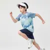 Camiseta de Verano para Niños Absorbente de Humedad de Secado Rápido, Camiseta Deportiva Fresca con Protección Solar para Niños y Niñas, Conjunto de Moda para Exteriores de Manga Corta