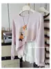 Otoño Temprano 2025 Nuevas Camisetas de Manga Larga con Estampado de Cachorros para Mujer Coreana Holgada Protector Solar Blusa Camiseta de Cuello Redondo Camisa de Aire Acondicionado