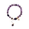 Colgante Explosivo de Flor de Cuatro Hojas Nuevo Estilo Chino Estilo Nacional Pulsera de Piedra Natural Amatista Pulsera Tejida a Mano para Mujer