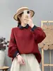 Moda Outono 2026: Estilo Artístico Manga de Gaze Dupla Costurada Cardigã Solto Feminino Camisa Manga Longa Top Atacado