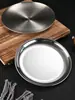 Plato Redondo Espesor Acero Inoxidable, Charola Dorada, Plato para Frutas, Plato para Pasteles, Plato de Hueso, Plato para Servir, Plato Plano Bajo, Plato Plano Estilo Coreano para Uso en Casa