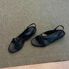 Sandalias Romanas de Cuña con Punta Redonda Retro y Punta Descubierta con Tiras Cruzadas, Versátiles, Simples, Elegantes, de Una Tira