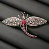 Broche de Libélula Vazado Vintage Cravejado com Diamantes, Broche de Alfinete de Inseto Criativo de Nicho, Acessório de Liga Elegante e Moderno