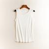 Camiseta de Tirantes de Seda para Mujer Verano Color Sólido Cuello Redondo Top sin Mangas Seda de Morera Camisa Base Simple Versátil