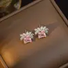 Collar para Mujer, de Moda, Circonita Rosa Geométrica, Diseño de Moda de Nicho, Colgante de Acero de Titanio, Elegante Set, Cadena para Clavícula