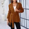 Europa e Estados Unidos cross-border moda casual terno feminino novo casaco de lapela de cor sólida mulheres