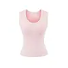 Camiseta sin mangas Sexy de estilo europeo y americano con cuello en U profundo y almohadillas en el pecho, Camisola acanalada ajustada deportiva para correr Anti-caída