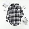 Casaco de camisa xadrez de comércio exterior feminino transfronteiriço outono e inverno novo manga longa abotoado solto contraste casaco feminino atacado