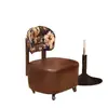 Banqueta Giratoria Xiaoyao para Cambiar Zapatos Sala de Estar Madera Maciza Respaldo Giratorio Taburete Sofá Hogar Jacquard Rueda Universal Taburete con Polea Taburete Bajo