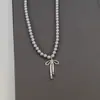Colar com Laço e uma Vibração Cool e Elegante de Pérola Cinza, Corrente de Clavícula da Moda e Doce com um Novo Design, Corrente de Suéter
