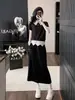 Traje de Falda de Verano Estilo Coreano Moderno y Hermoso para Mujer, Elegante y Rejuvenecedor, Falda de Manga Corta con Empalme de Encaje, Conjunto Casual de Dos Piezas
