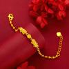 Pulsera Redonda de Pixiu Doble Dorada Moneda de la Suerte para Mujer Cuentas de Vestido Estilo Chino Oro Arena Vietnamita Joyería al por Mayor