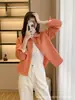 Chaqueta Corta de Algodón Primavera y Otoño Nuevo Estilo Coreano Suelta Versátil Manga Larga Camisa Chaqueta Top Elegante para Mujer