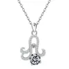 Collar Transfronterizo Europeo y Americano de Plata de Ley S925 Flor de Lirio del Amazonas Doce Piedras de Nacimiento Colgante Elegante Versátil Cadena para la Clavícula