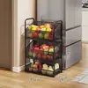 Carrinho Pequeno de Cozinha Prateleira de Armazenamento Doméstica de Chão Móvel Prateleira Multicamadas Cesta de Frutas e Legumes Multifuncional Prateleira de Armazenamento