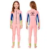 En Stock Traje de Baño Infantil de 2.5 mm Traje de Baño de Dos Piezas para Niños Cálido de Manga Larga Protección Solar para Surfear Snorkel Conjunto de Ropa de Baño
