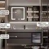 Nuevo Modelo Gabinete de Baño con Lavabo Extra Grande Integrado, Tocador de Baño, Lavabo, Juego de Gabinete con Lavabo de Placa de Roca para Baño