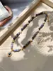 Collar Colgante de Perla de Agua Dulce Plana Lapislázuli para Mujer Moda Acero de Titanio Elegante Diseño Popular Set de Collar y Pulsera