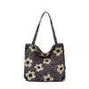 Bolso de lona de nuevo diseño con lunares, estampado de leopardo, patrón floral negro, bolso de compras grande para mujer, bolso de mano con estampado en el hombro texturizado