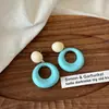 Pendientes Frescos Dulces Lindos Estilo Francés Bloqueo de Color Verano Geométricos Circulares de Botón Mismo Estilo que las Celebridades de Internet Accesorios para Orejas