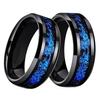 Joyería de Tungsteno Nuevo Estilo Transfronteriza Anillo de Meteorito Azul para Pareja de Acero de Tungsteno Moda Europea y Americana Anillo para Hombre Venta al por Mayor