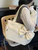 Bolso de Hombro Acolchado con Lazo, Estilo Fresco y Sencillo para Mujer, Bolso Tote Versátil de Color Sólido para el Día a Día, Bolso Ligero para Portátil para Viajar