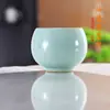 Taza de Arhat Azul Cielo de Kiln Ru Transfronteriza, Taza de Barriga Grande, Taza de Maestro, Taza Grande de Capacidad Doméstica Personal para Cata de Té Kung Fu
