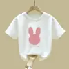 2481# Camiseta de Algodón de Manga Corta para Niña Verano Infantil Nuevo Estilo Estilo Occidental Versátil Cuello Redondo Ropa de Moda para Niños y Niñas Pequeños y Medianos
