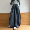 Pantalones de Pierna Ancha para Niñas 2026 Otoño Nuevo Pantalones Casuales de Cuadros para Niños Pantalones Banana Modernos y Elegantes para Niñas Mayores