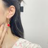 Pendientes de Plata S925 con Aguja de Flor Roja de Aceite Goteante para Mujer, Lindos Pendientes con Patrón de Ola y Borla, Lujo Ligero, Elegantes, de Alta Calidad