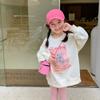 Moletom Infantil com Urso de Desenho Animado e Estampa de Letras, Blusa de Manga Longa, Nova Moda Primavera e Outono, Vestuário Infantil para Comércio Exterior, Atacado para Idades 3-8