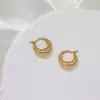 Moda Europeia e Americana Nicho Luxo Acessível Popular Brincos Joias Aço Inoxidável Banhado a Ouro 18K Brincos Planos Croissant para Mulheres