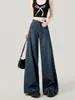 Jeans Americanos de Cintura Alta y Pierna Ancha para Mujer, Nuevos de Primavera y Otoño, Retro, Talla Grande, Sueltos, Adelgazantes, con Caída, Pantalones Largos hasta el Piso