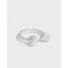 483 Versión coreana de INS estilo frío diseño de nicho sentido de diseño textura de doble hueso textura anillo abierto de plata de ley S925 para mujer