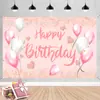 Fondo nuevo para fiesta de cumpleaños transfronterizo, diseño de globo y pastel impreso de alta definición, fondo decorativo multitemático