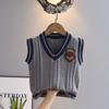Conjunto de dos piezas de suéter para niño primavera y otoño 2024 nuevo chaleco para niño tejido para niña estilo occidental estilo universitario