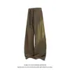 Calça casual masculina estilo americano, corte justo, padrão de escamas de dragão, calça de cordão desconstruída estilo foice, calça longa solta e fluida para o outono de 2026