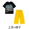 Conjunto de ropa de calle de hip-hop moderno para niños, pantalones cargo de manga corta geniales y elegantes para niños y niñas, disfraz de actuación de hip-hop para niños
