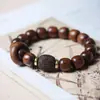 Pulseiras de Jacarandá Preto para Homens e Mulheres, Contas de Madeira para Oração Budista, Pulseiras de Contas Giratórias para Casais, Pulseiras com Anel Giratório de Sândalo, Joias