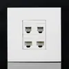 Painel 86 tipo 2 tomadas de computador + 2 tomadas de telefone quatro portas sem furo para crimpagem RJ45 rede RJ11 telefone tomada de interruptor