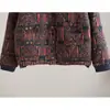 2025 Inverno Novo Moda Coreana Estampado Estilo Retrô Gola Alta para Cobrir a Carne e Parecer Emagrecedor Casaco de Algodão Quente Acolchoado Espessado