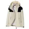 Cortavientos de Bloques de Color para Exteriores con Múltiples Bolsillos, Capucha con Cordón, Primavera y Otoño, Perfecto para Salidas con Amigos, Chaqueta Casual
