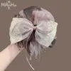 Pinza para el Cabello con Lazo de Malla Estilo Ballet de Verano para Mujer, Pasador Elegante y Delicado de Cinta de Encaje para Cabello Semirecogido en la Parte Trasera de la Cabeza