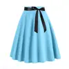 2024 Venta Caliente Transfronteriza Ropa Europea y Americana para Mujer Estilo Hepburn Vintage Falda de Gran Vuelo con Lazo y Cinta
