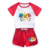 Conjunto de Verão Tubarão para Bebês Meninos e Meninas 2025 Novo Infantil Desenho Animado Algodão Puro Manga Curta Shorts Conjunto Fino de Duas Peças