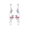 Pendientes de Borla Mariposa con Diamante Rosa Dulce y Súper Brillante, Aguja de Plata S925, Estilo de Lujo Ligero Personalizado de Alta Gama, Pendientes Versátiles para Mujer