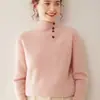 Suéter de Cachemir Diseñado para Mujer Otoño e Invierno 2025 Nuevo Estilo Cuello Alto con Suéter de Punto Holgado Camiseta Interior Engrosada